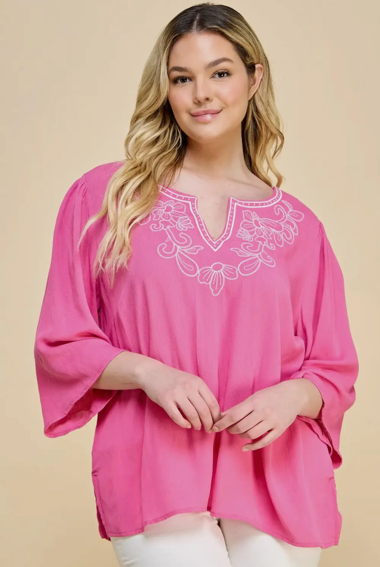 Embroidered Yoke Tunic (Plus)