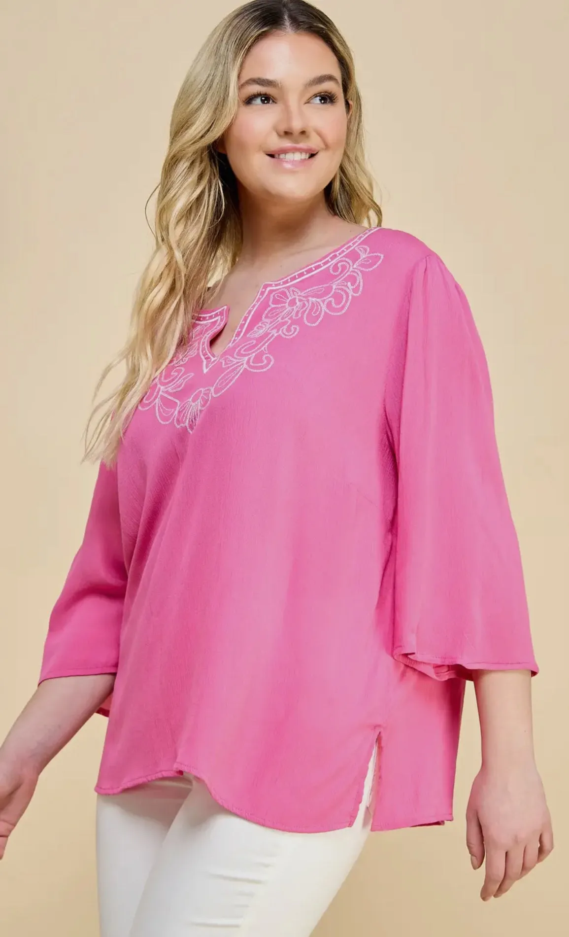 Embroidered Yoke Tunic (Plus)