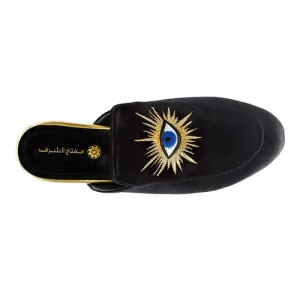 EVIL EYE VELVET MULES