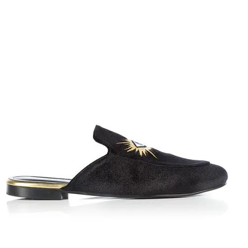 EVIL EYE VELVET MULES