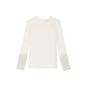 Farah Embroidered Chiffon Top - Cream