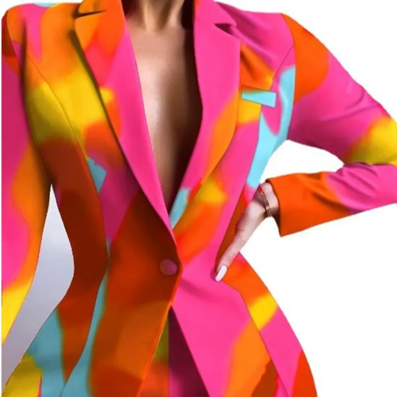 FashionSierra - Colorful Long Sleeve Blazer