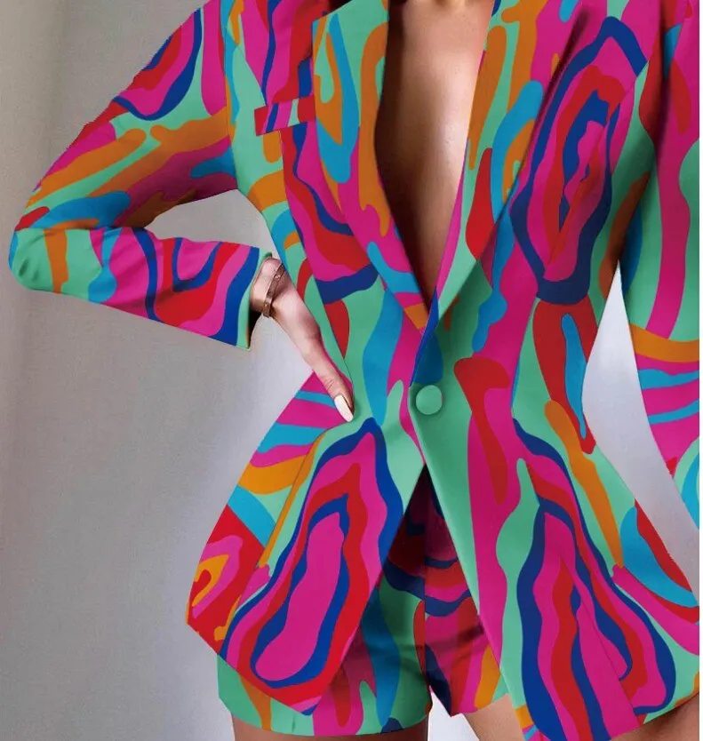 FashionSierra - Colorful Long Sleeve Blazer