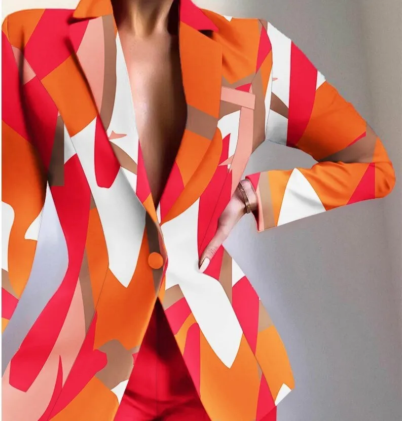 FashionSierra - Colorful Long Sleeve Blazer
