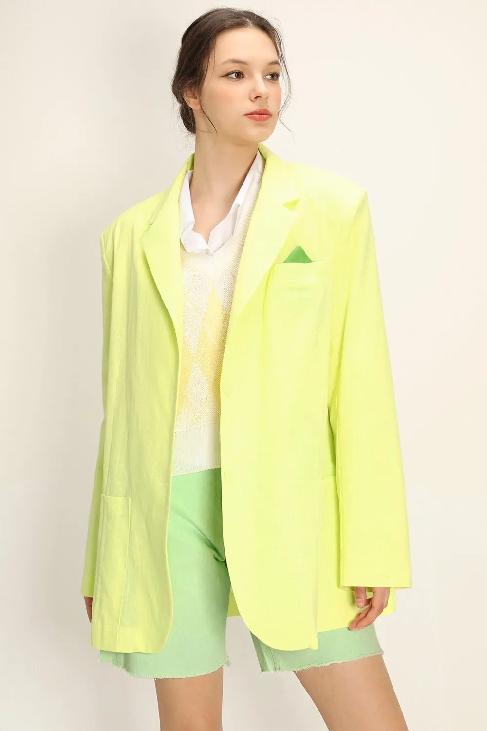 FashionSierra - Pink Casual Oversized Colorful Loose Long Blazer