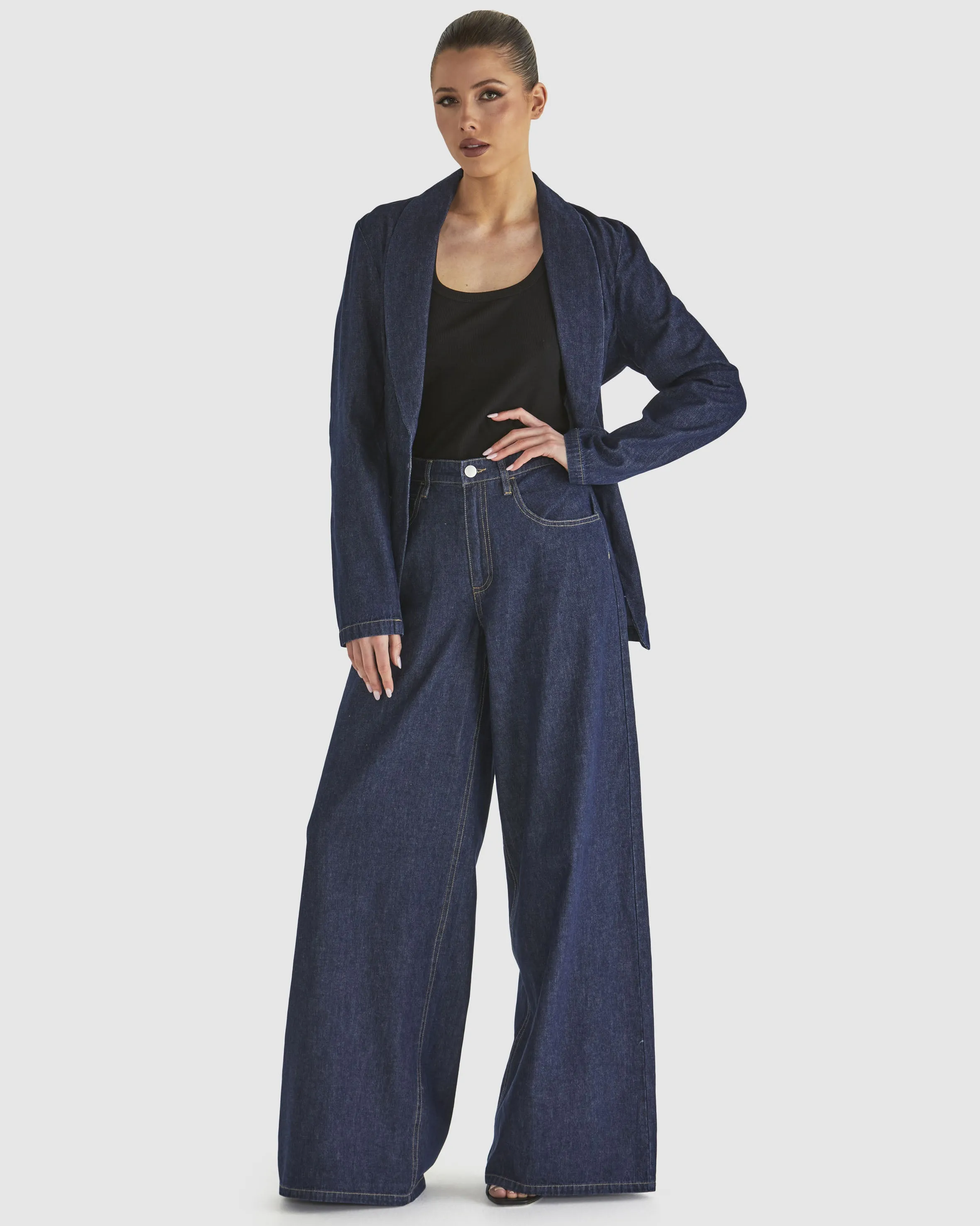 Fate   Becker Soaring Blazer - Indigo Wash