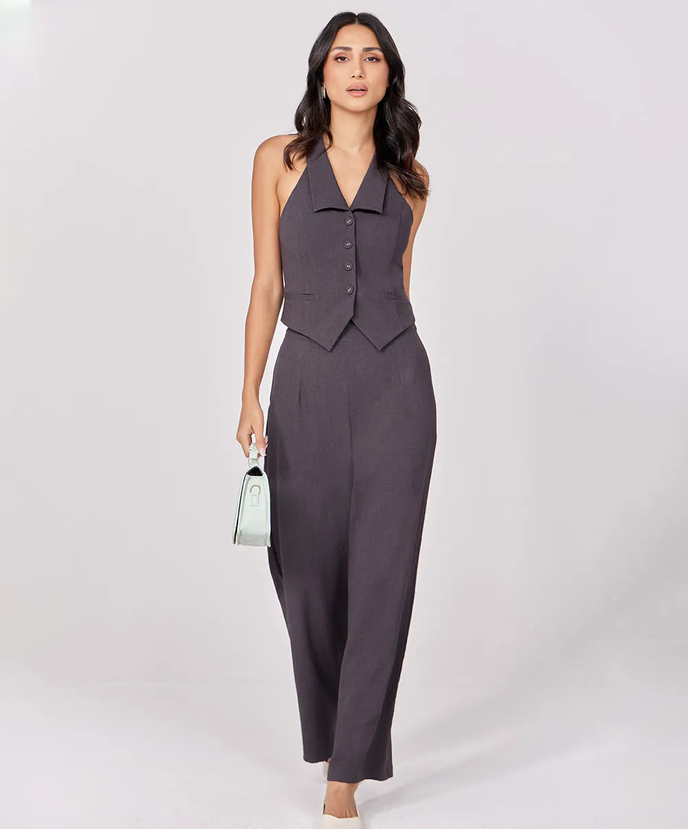 Flared Leg Formal Dark Grey Pant