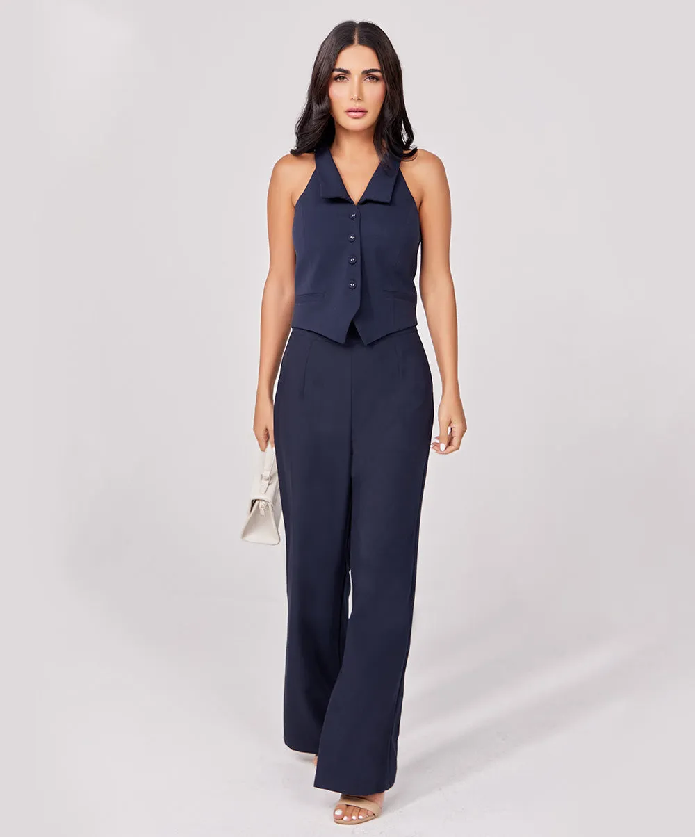 Flared Leg Formal Navy Blue Pant