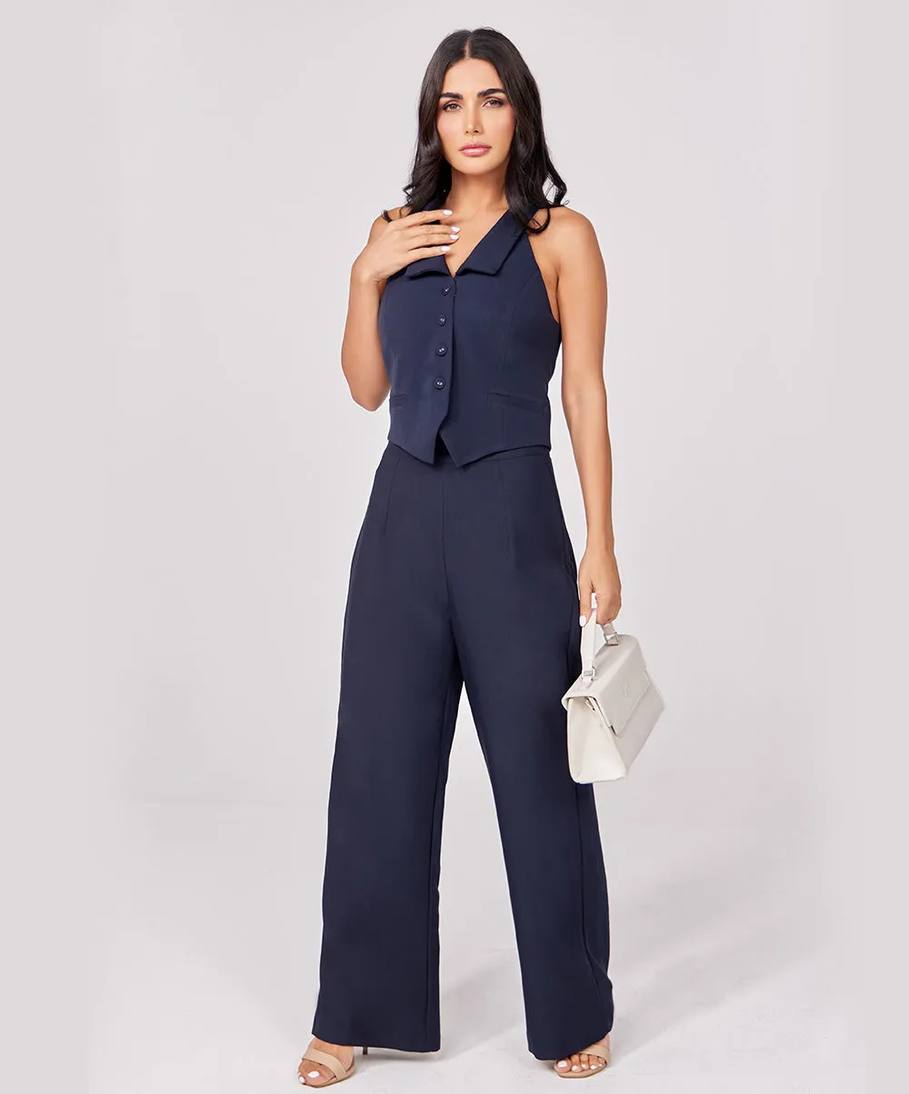 Flared Leg Formal Navy Blue Pant
