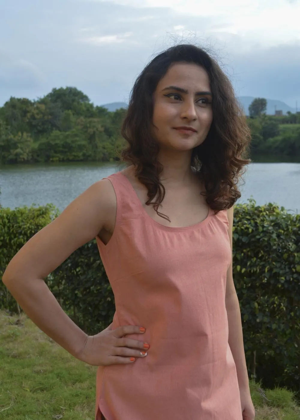 Flora - Organic Cotton Pink Sleeveless Tunic