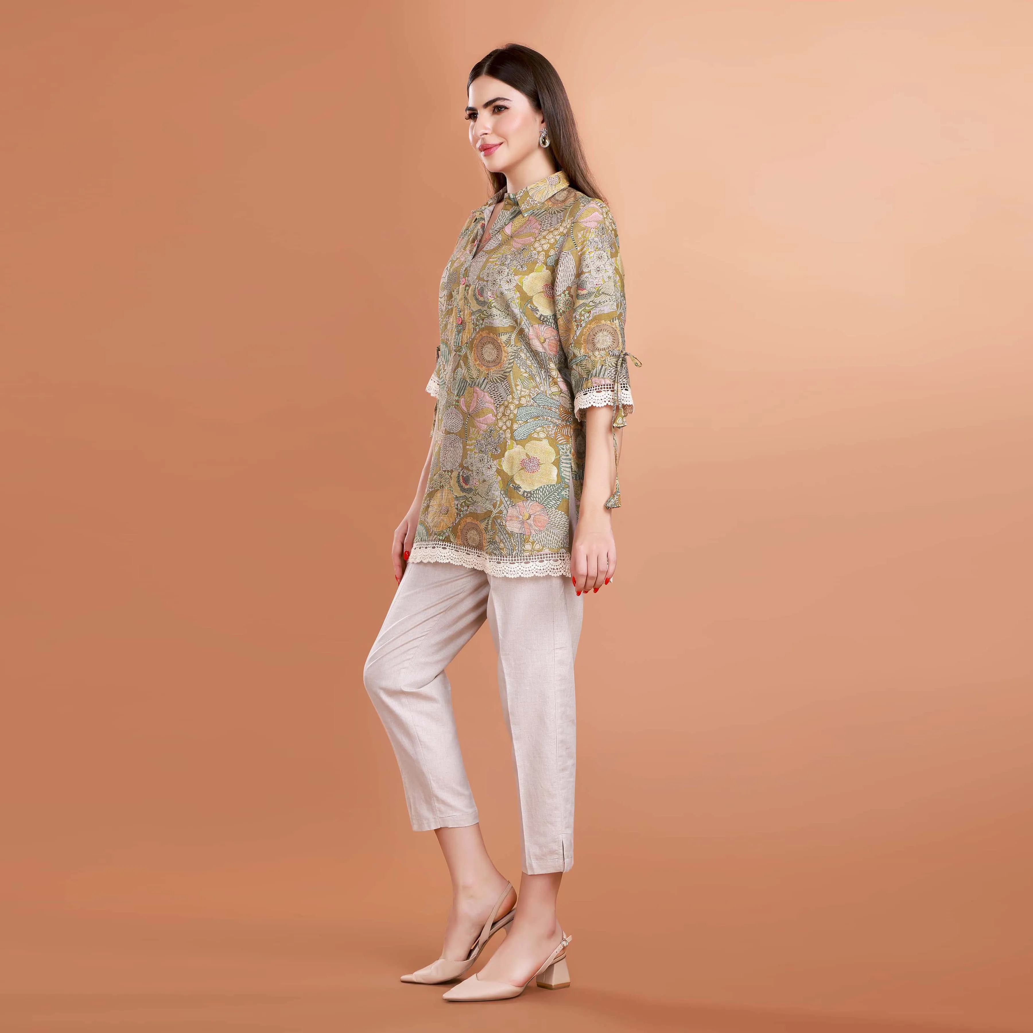 Floral Elegance Linen Tunic