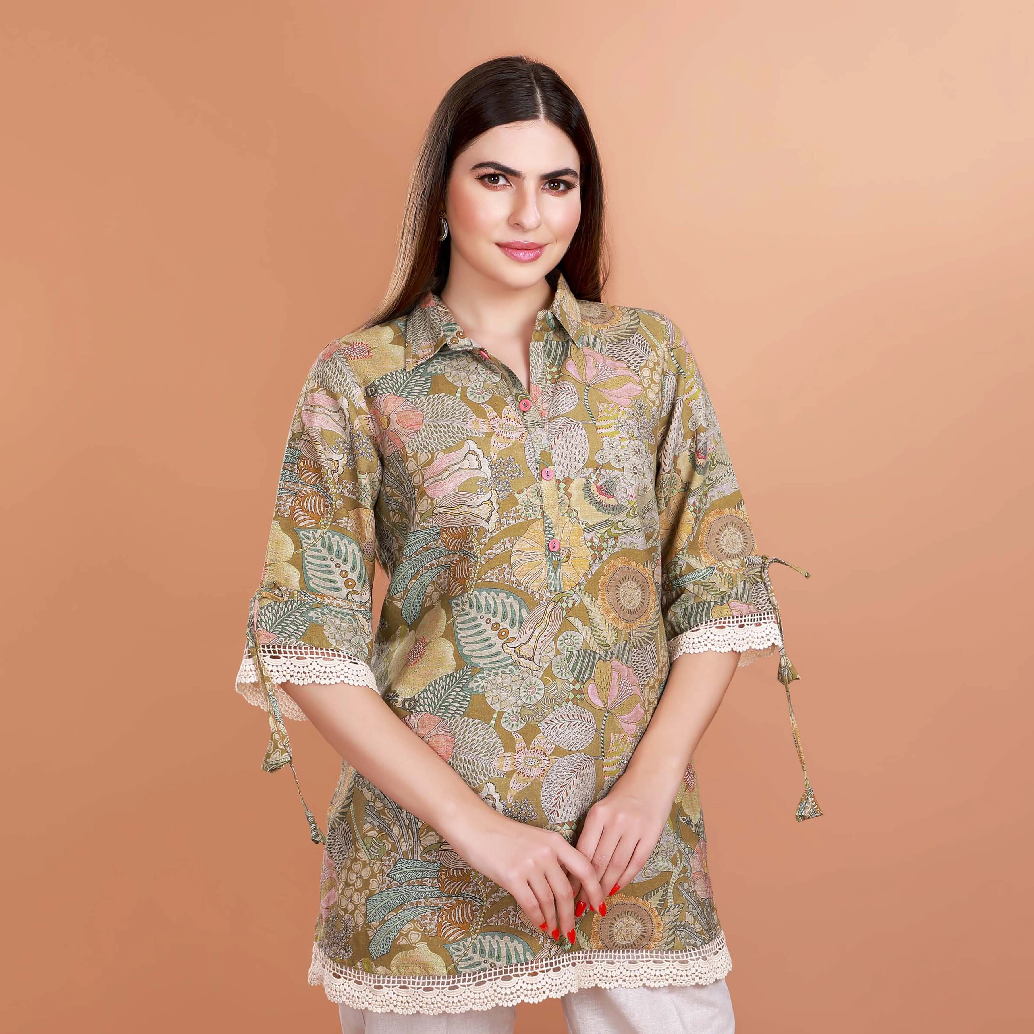 Floral Elegance Linen Tunic