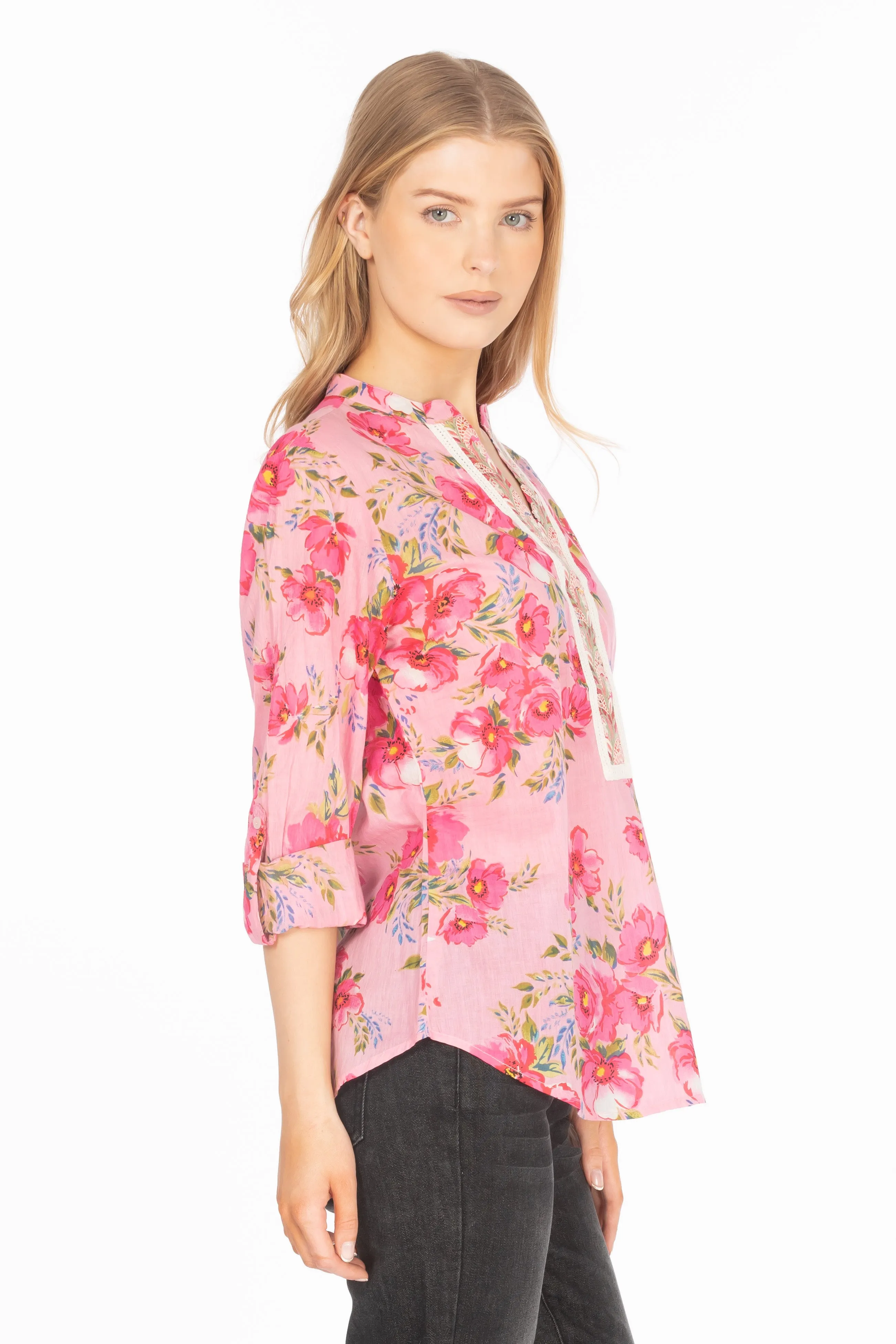 Floral Printed Tunic with Paisley Embroidery