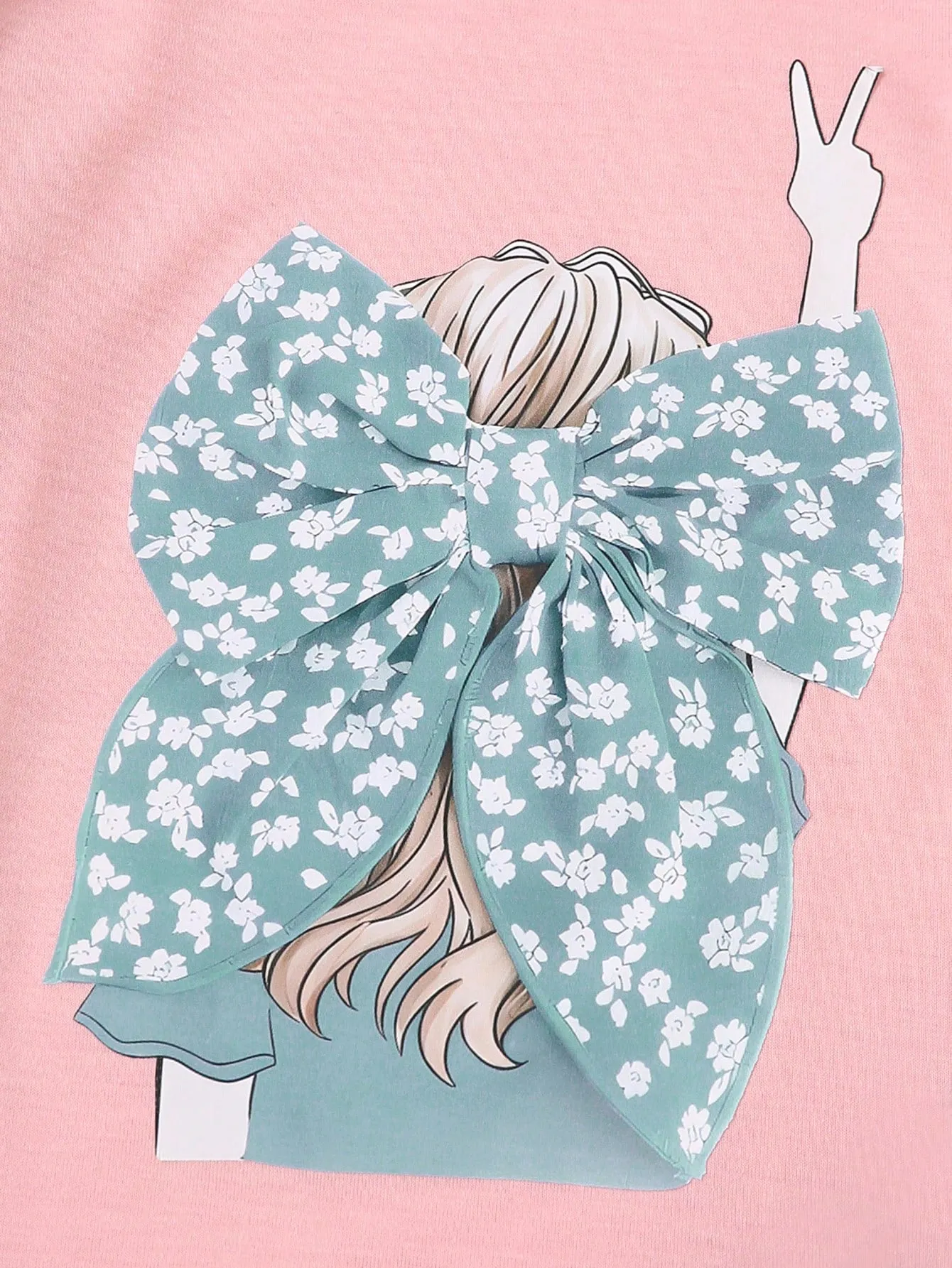 Floral t shirt| Girl Figure Back Print Short Sleeve T-Shirt   Floral