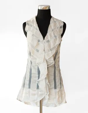 Flow Tunic - Sleeveless Blouse - Off-White & Gold