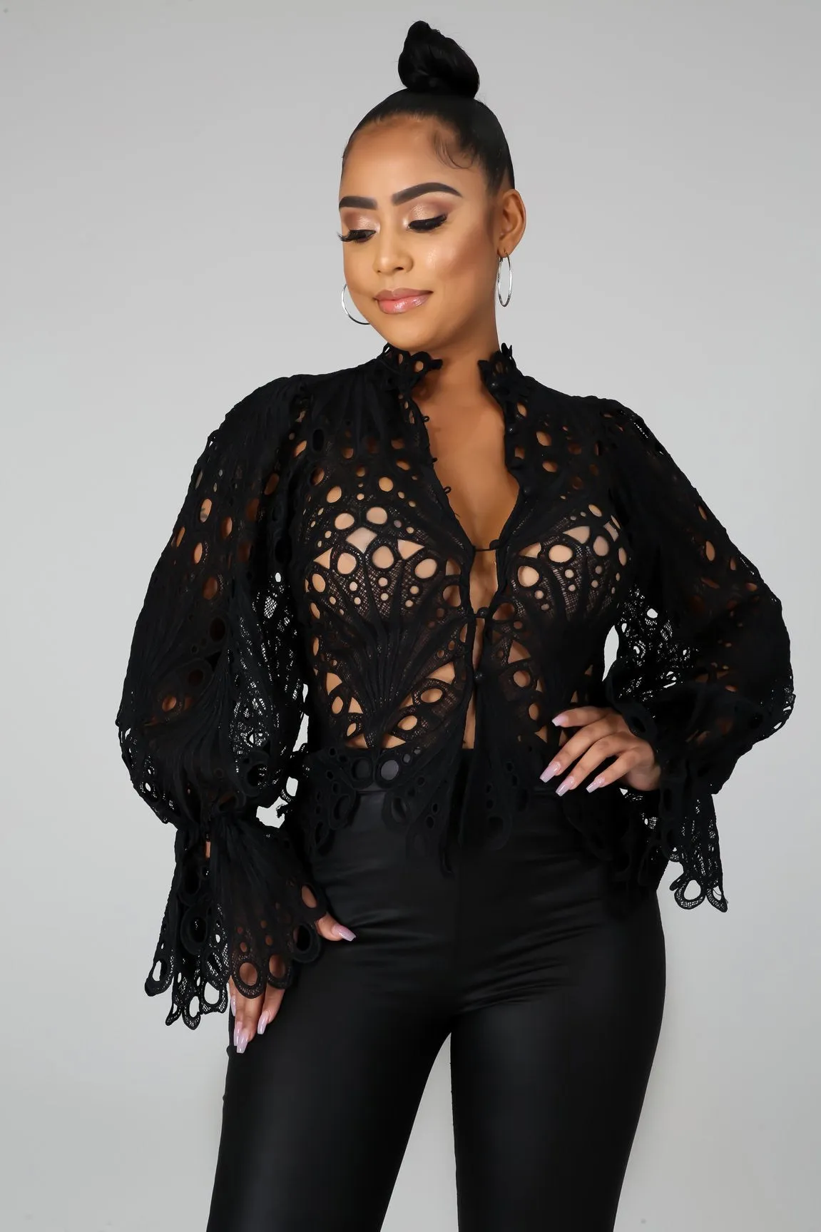 Fluff embroidered top