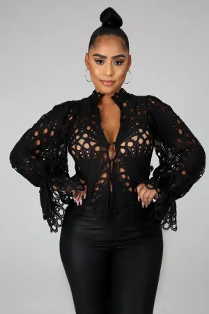 Fluff embroidered top
