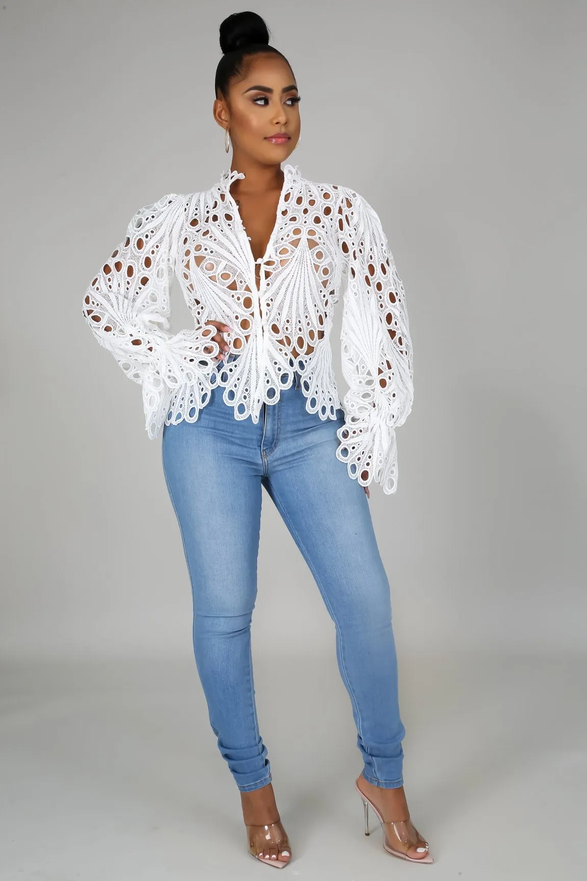 Fluff embroidered top