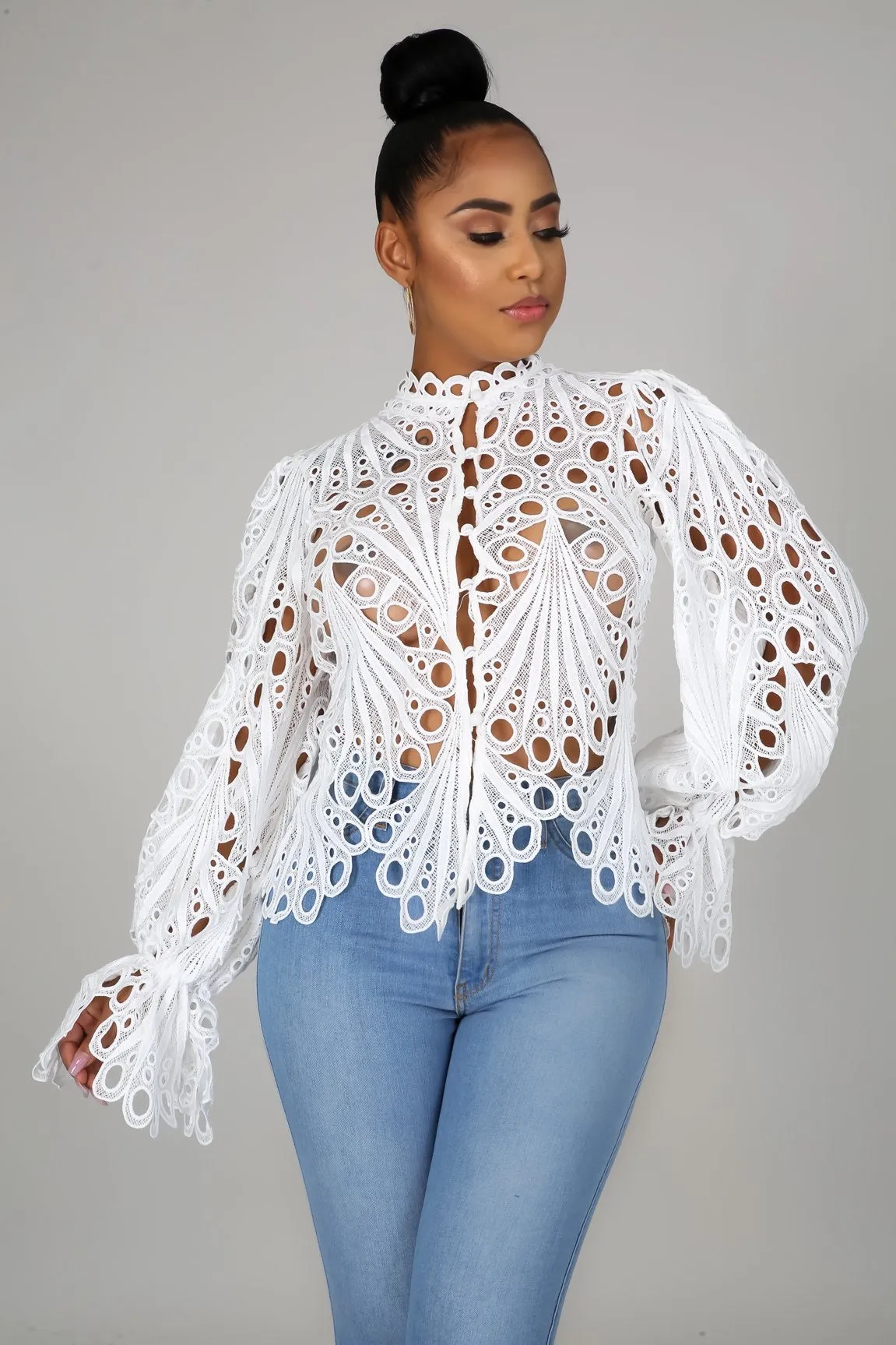 Fluff embroidered top