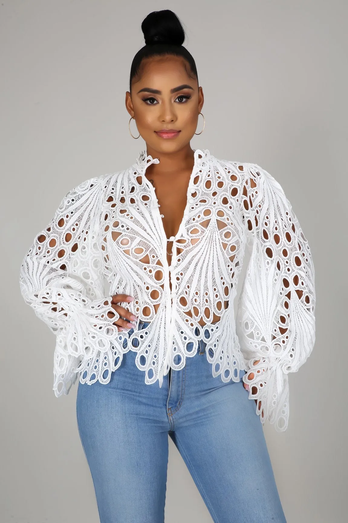 Fluff embroidered top