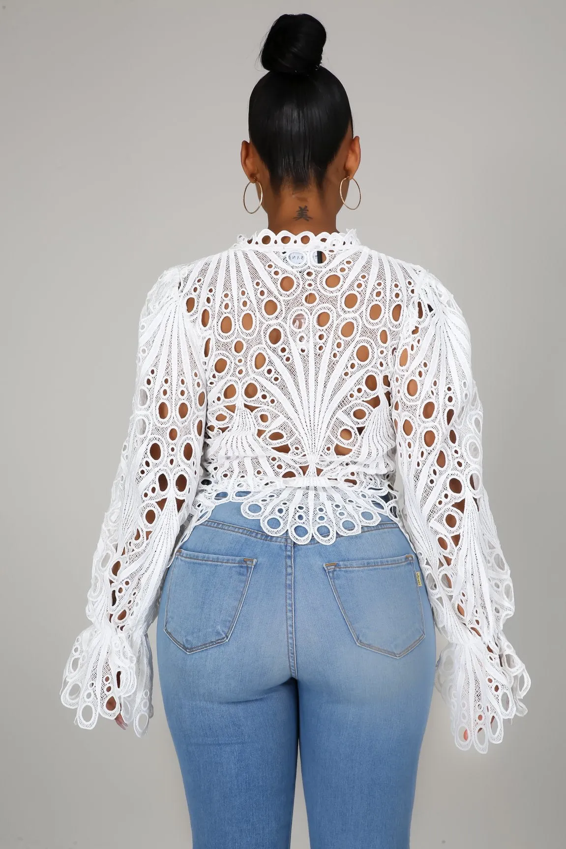 Fluff embroidered top