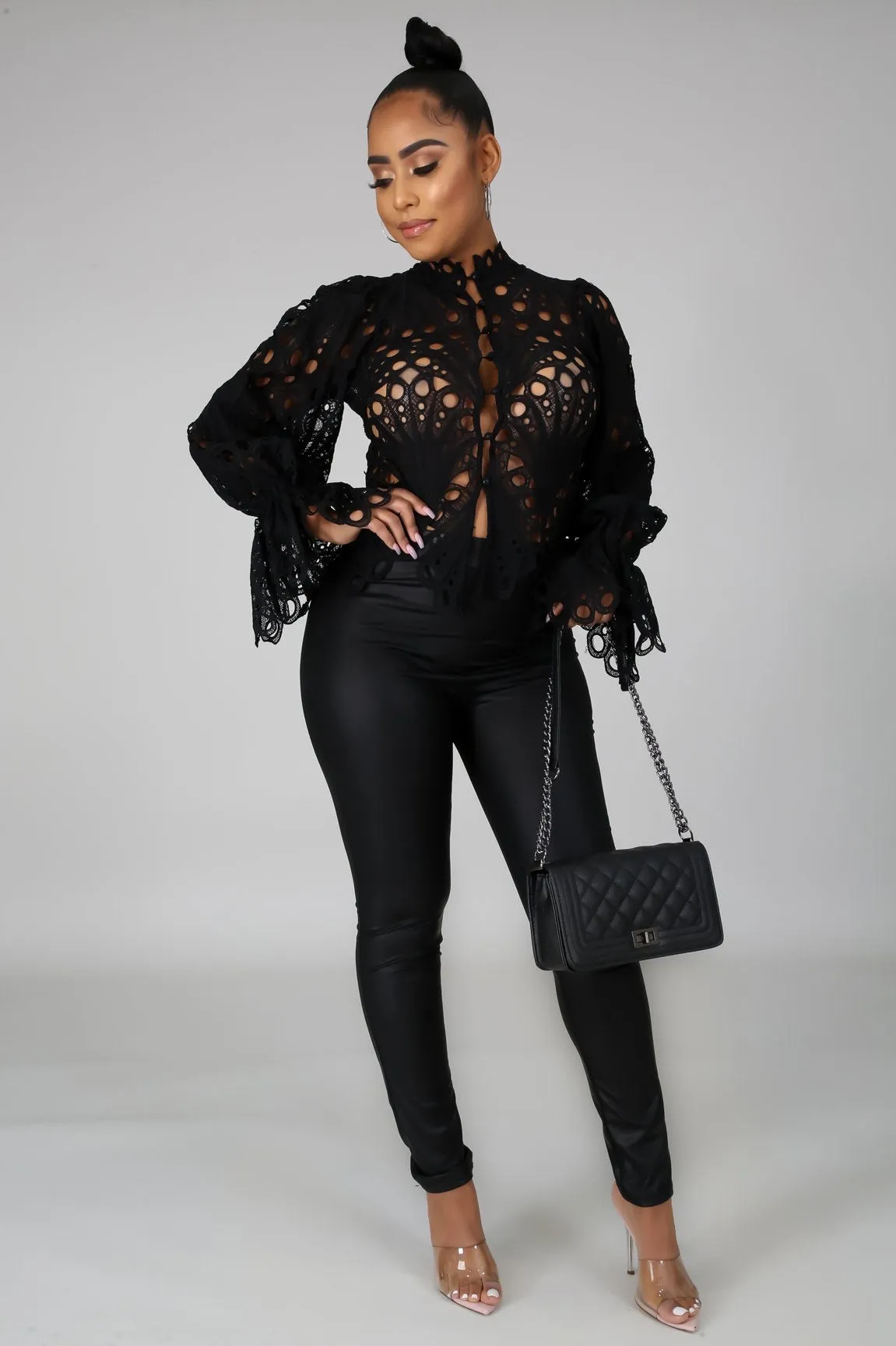 Fluff embroidered top