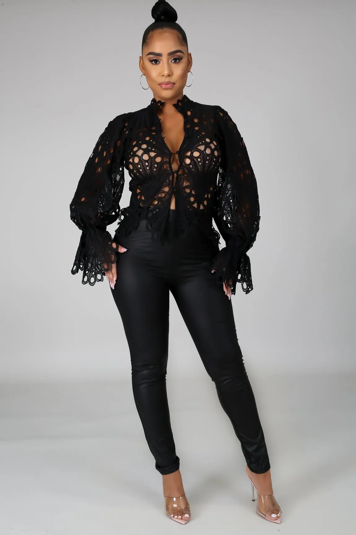 Fluff embroidered top