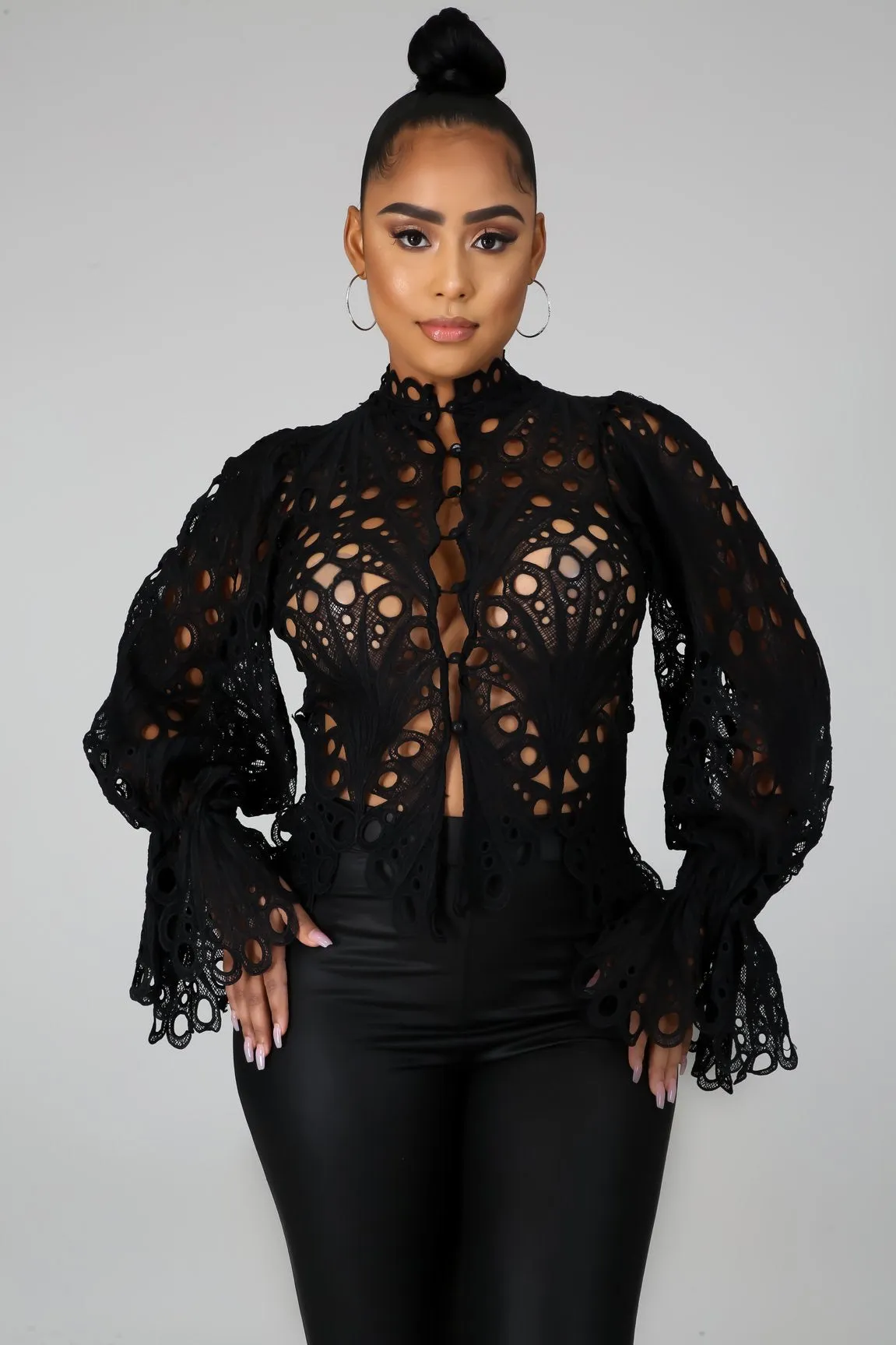 Fluff embroidered top