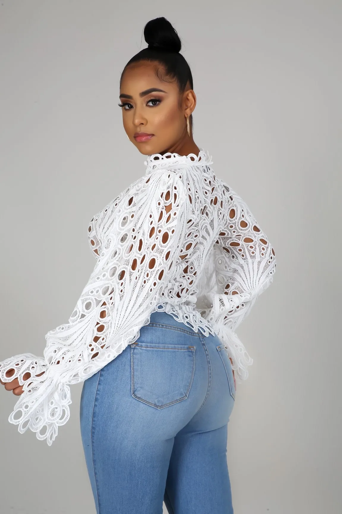 Fluff embroidered top