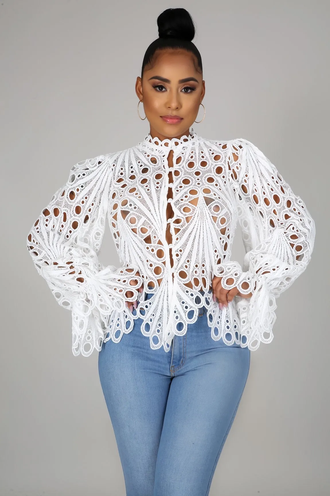 Fluff embroidered top
