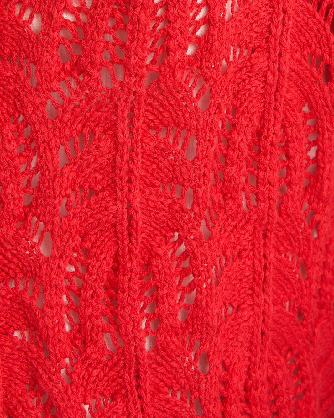 Front Tie Bell Sleeve Open Knit Cardigan in Berry