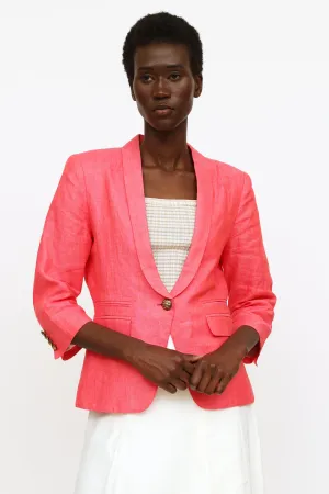Fuchsia Linen Button Blazer