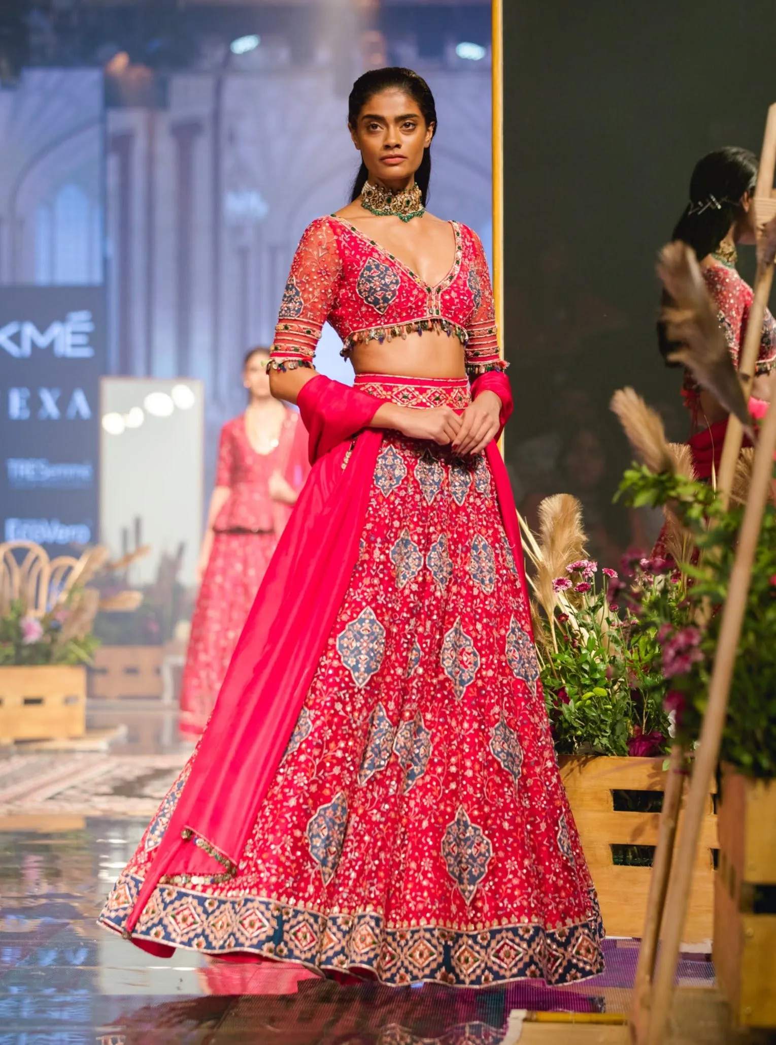 Fuschia Embroidered Lehenga Set