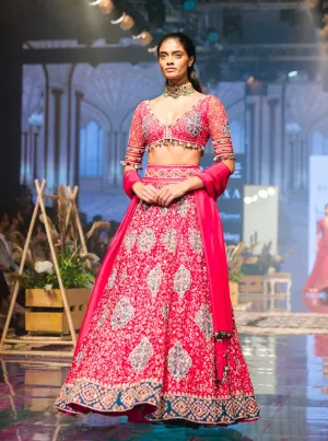 Fuschia Embroidered Lehenga Set