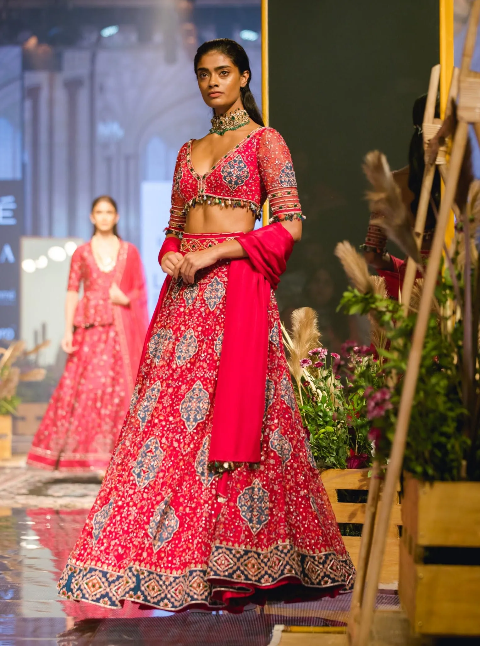 Fuschia Embroidered Lehenga Set
