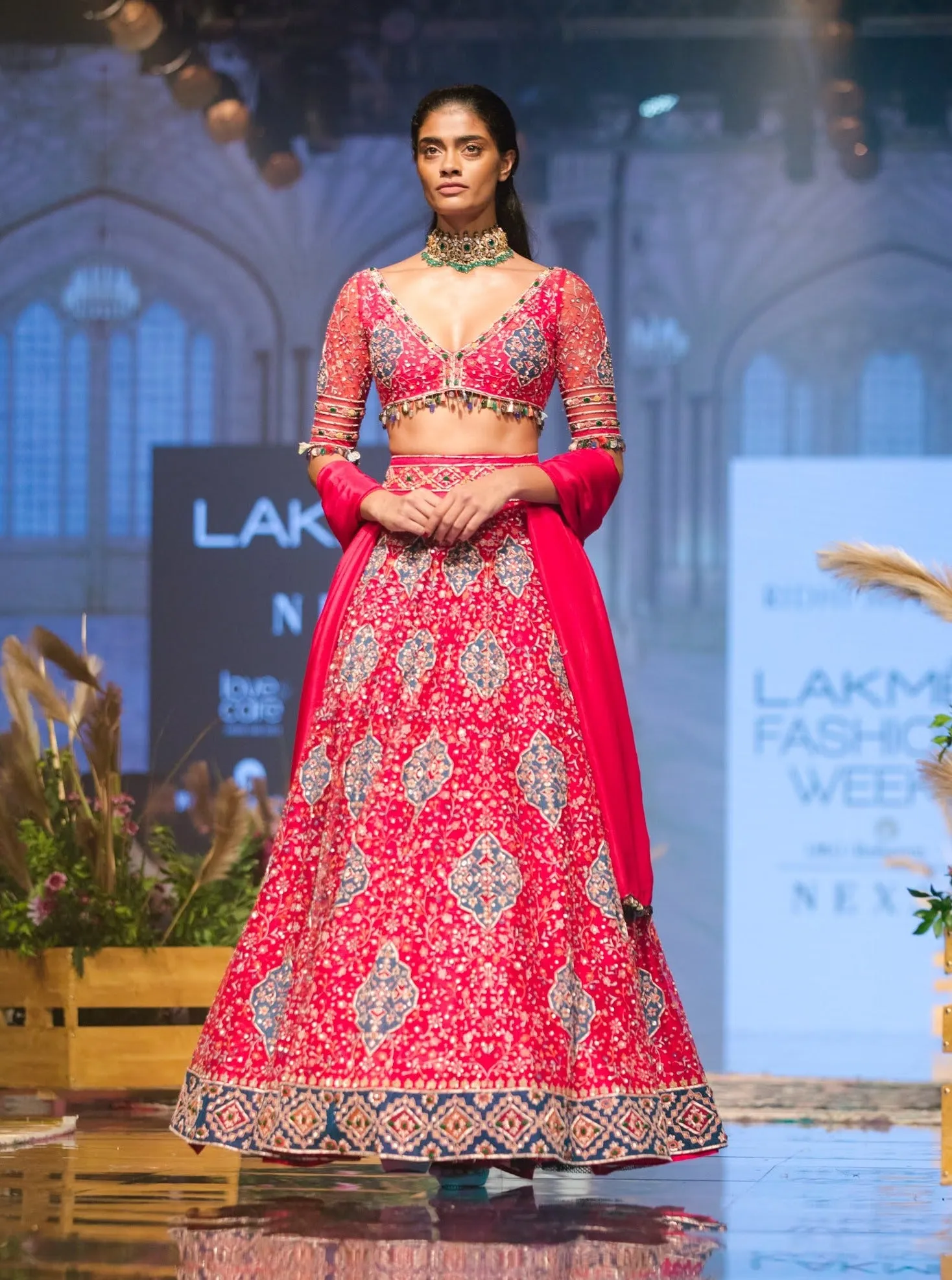Fuschia Embroidered Lehenga Set