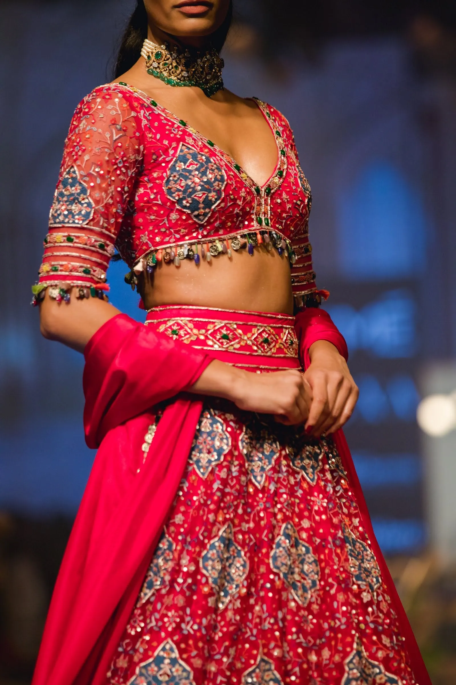 Fuschia Embroidered Lehenga Set