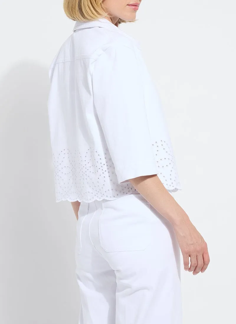 Gem Eyelet Embroidered Denim Jacket Curvy
