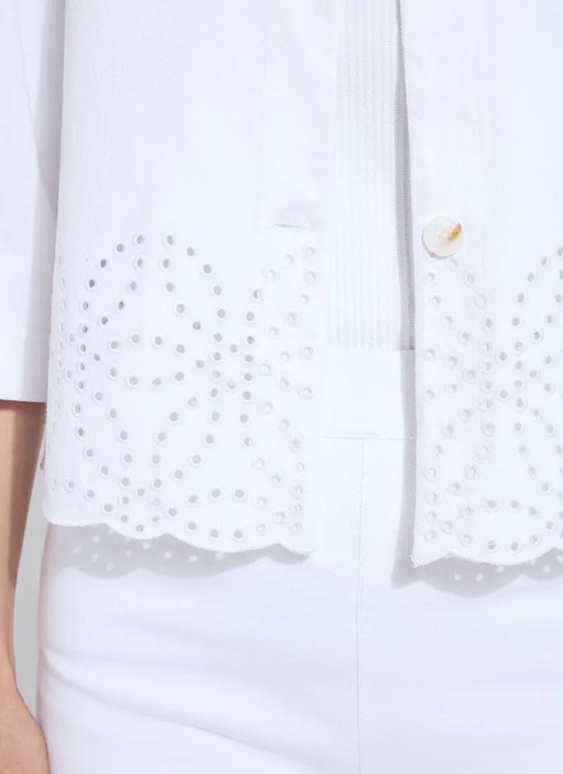 Gem Eyelet Embroidered Denim Jacket Curvy