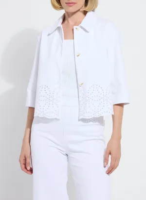 Gem Eyelet Embroidered Denim Jacket Curvy