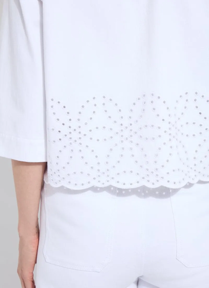 Gem Eyelet Embroidered Denim Jacket Curvy