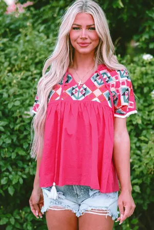 Geometric Embroidered Blouse