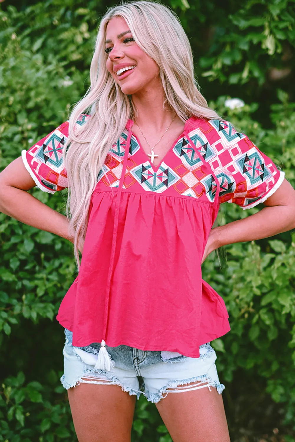 Geometric Embroidered Blouse