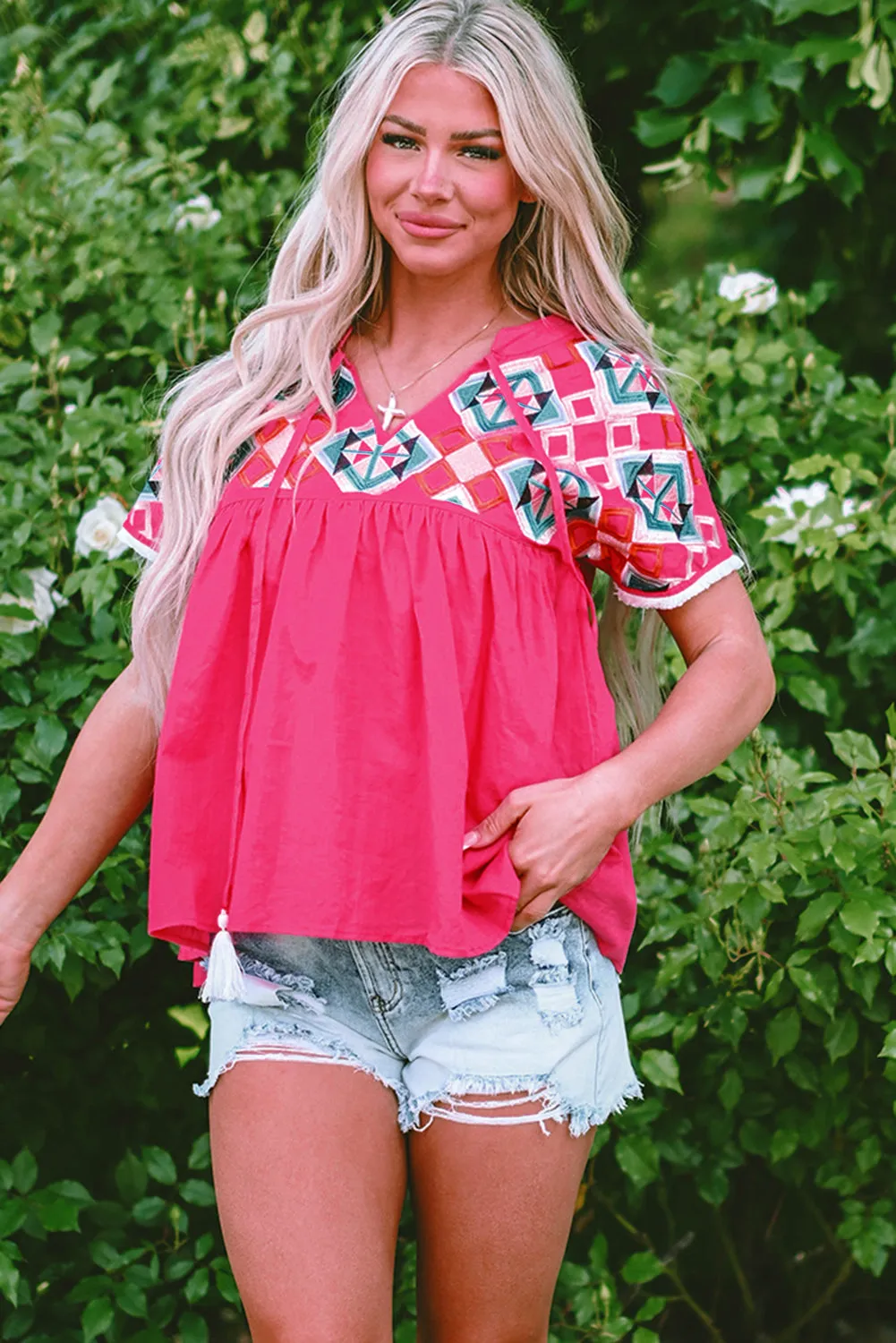 Geometric Embroidered Blouse