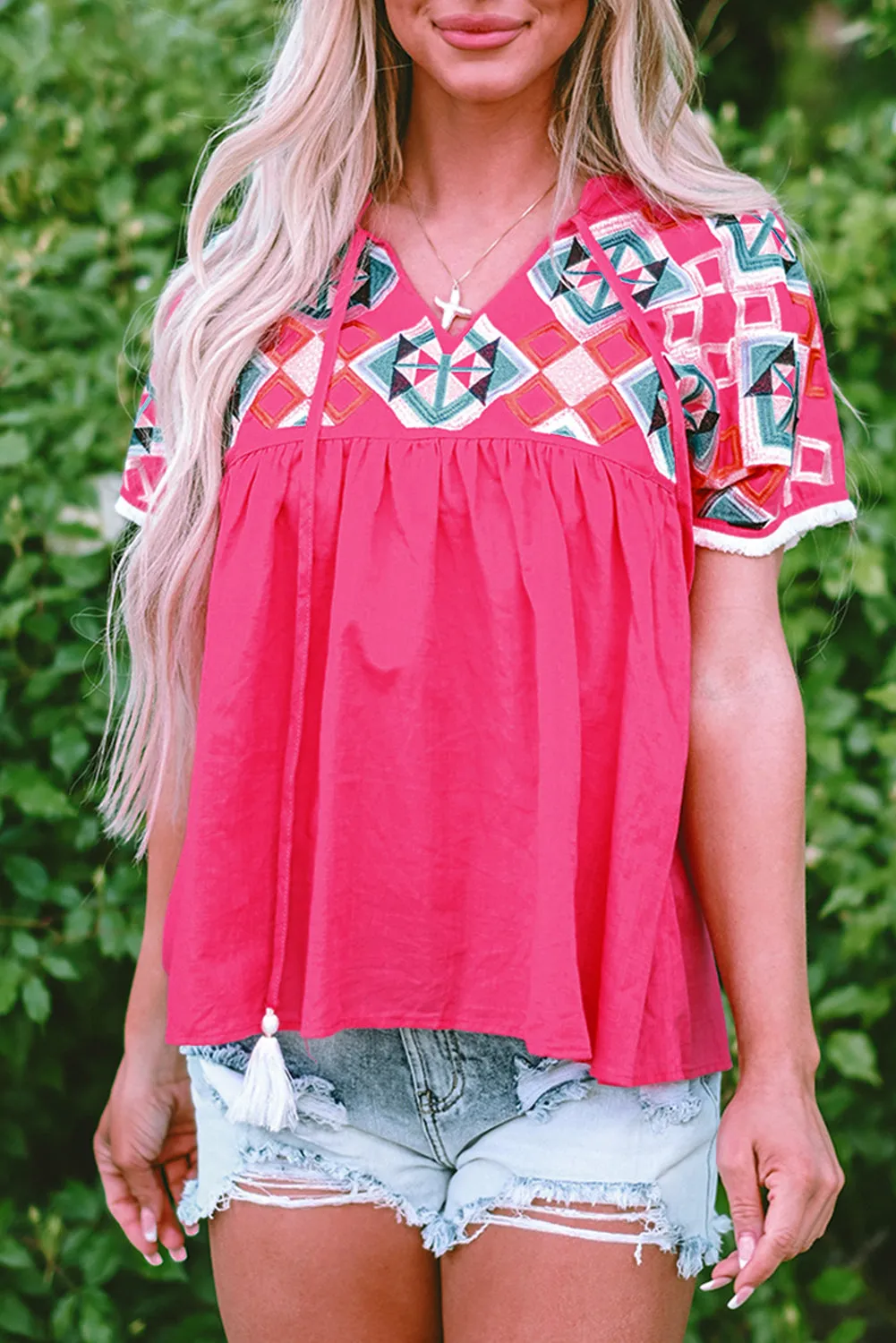 Geometric Embroidered Blouse