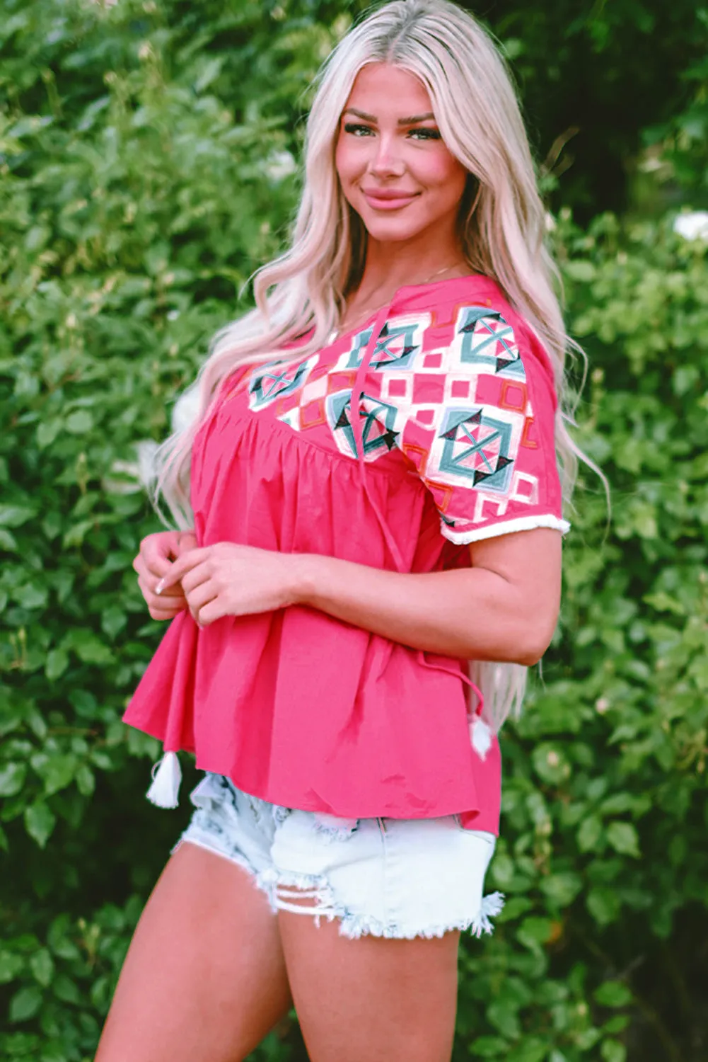 Geometric Embroidered Blouse