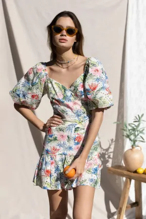 Giana Embroidered Puff Sleeve Dress