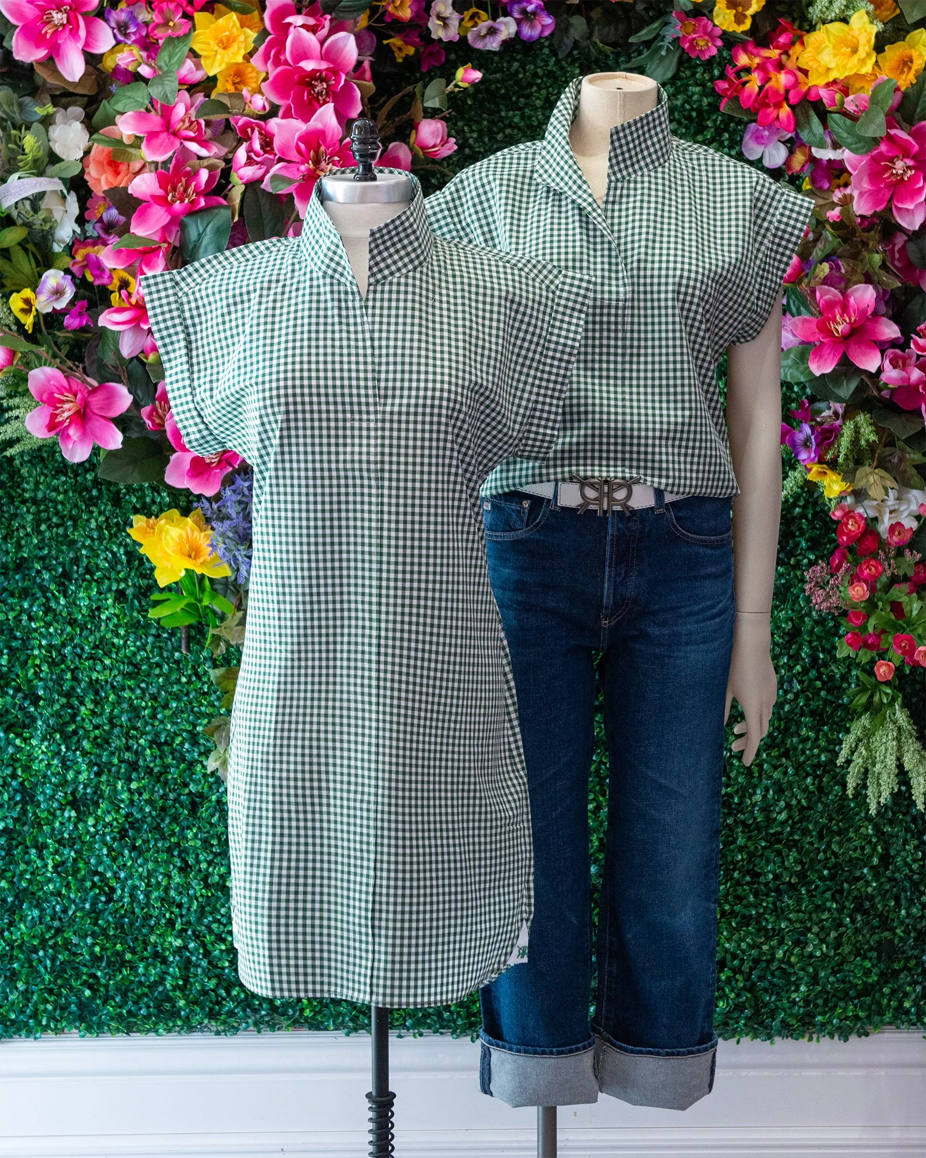 Gingham Cap Sleeve Popover