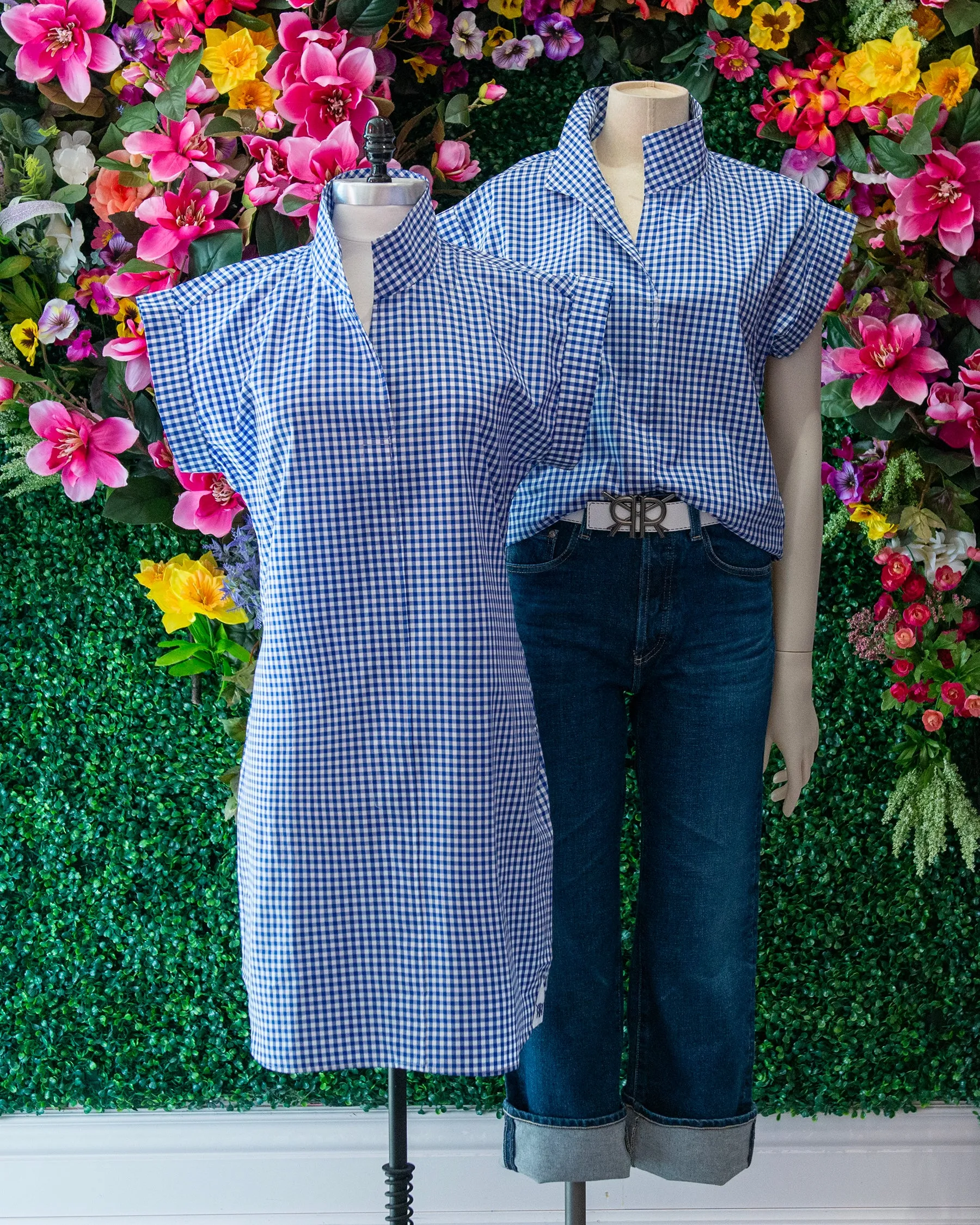 Gingham Cap Sleeve Popover