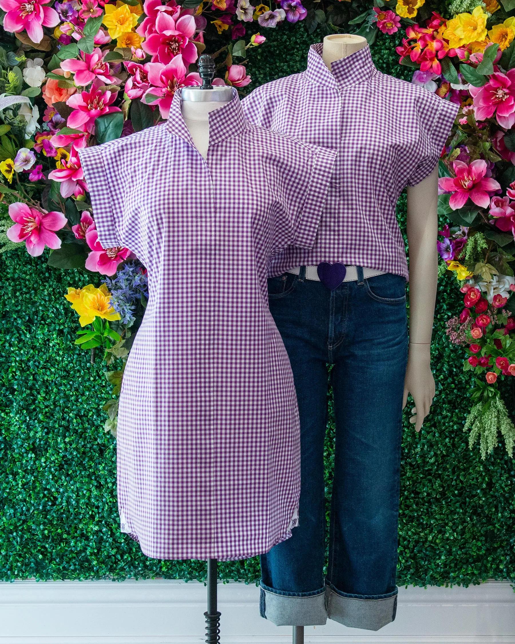 Gingham Cap Sleeve Popover